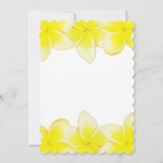 Gele Plumeria Frangipani Wedding Invitations Kaart (Achterkant)
