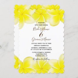 Gele Plumeria Frangipani Wedding Invitations Kaart