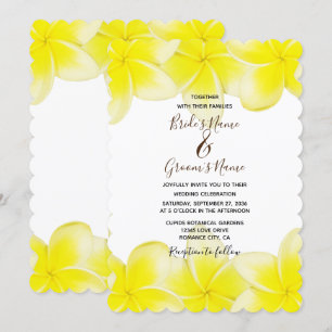 Gele Plumeria Frangipani Wedding Invitations Kaart