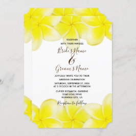 Gele Plumeria Frangipani Wedding Invitations Kaart