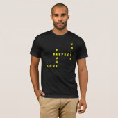 Gele Plur = Vrede Liefde Eenheid Respect T-shirt (Voorkant volledig)