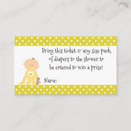 Gele poka Dot Baby shower Diaper Raffle Ticket