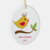 Gele poka Dot Love Bird on Branch Keramisch Ornament (Rechts)