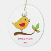 Gele poka Dot Love Bird on Branch Keramisch Ornament (Links)