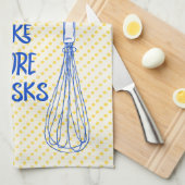 Gele poka Dot: Neem meer whisks in Theedoek (Quarter Fold)