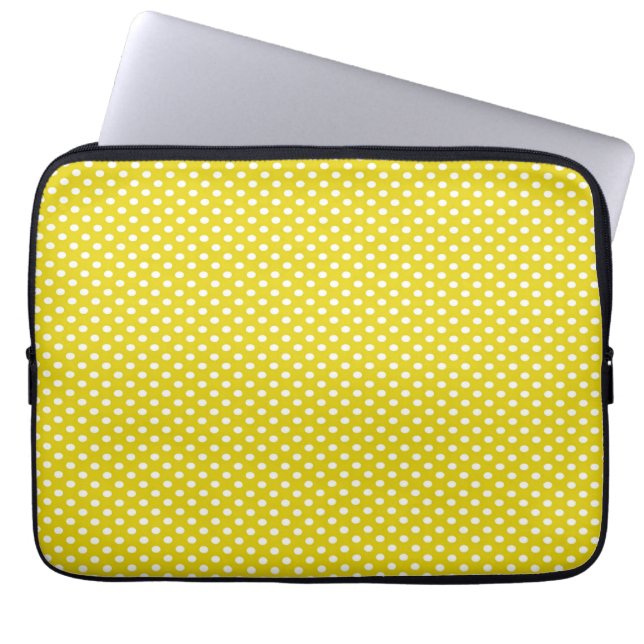 Gele poka Dots Laptop Sleeve (Voorkant)