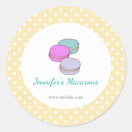 Gele poka Dots Macaron CUTE Product Label (Voorkant)