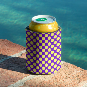 Gele poka dots met Paarse achtergrond STaylor Blikjeskoeler