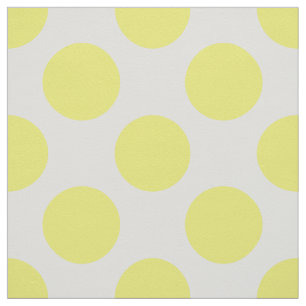 Gele poka Dots on White Stof