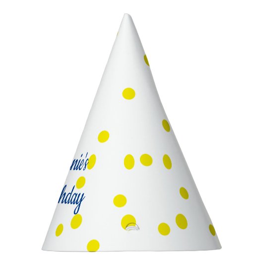 Gele poka Dots Pattern Monogrammen 3rd Birthday Feesthoedjes (Rechts)