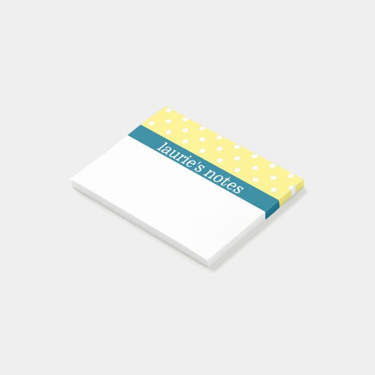 Gele poka Dots - Personaliseren Post-it® Notes (Schuin)