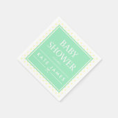 Gele poka Dots, Ribbon en Mint Baby shower Servet (Hoek)
