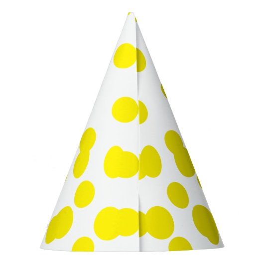Gele poka Dots Verspreide Monogrammen Birthday Feesthoedjes (Achterkant)