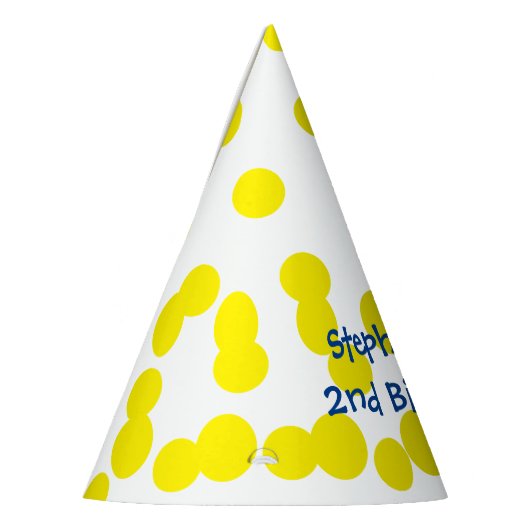 Gele poka Dots Verspreide Monogrammen Birthday Feesthoedjes (Links)