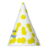 Gele poka Dots Verspreide Monogrammen Birthday Feesthoedjes (Rechts)