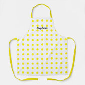 Gele poka Dots White Black Aangepaste naam Stijlvo Schort (Voorkant)