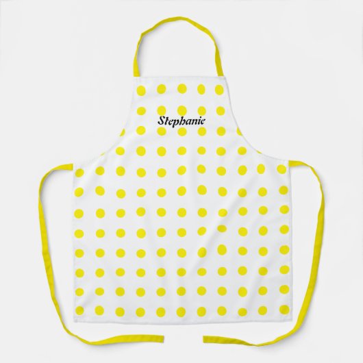 Gele poka Dots White Black Aangepaste naam Stijlvo Schort (Voorkant)