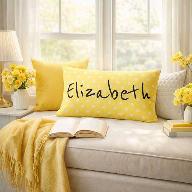  gele pokadots kussen (Creator heeft geüpload)
