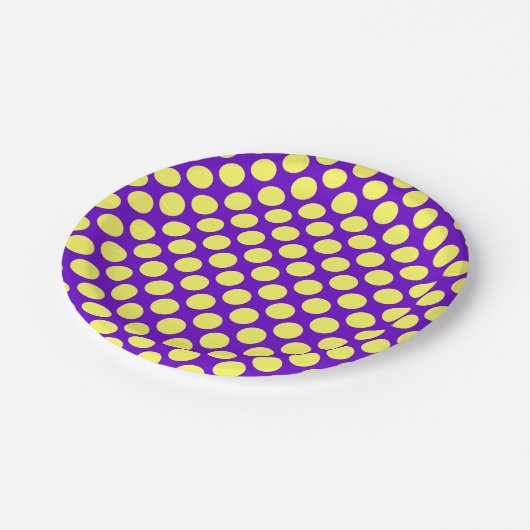 Gele pokadots met Paarse achtergrond STaylor Papieren Bordje (Gekanteld)