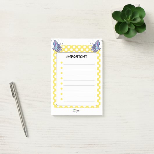 Gele polawdot en diamanten BELANGRIJK Post-it® Notes (Kantoor)
