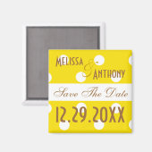 Gele polka dot bewaar de datummagneet magneet (Voorkant / Achterkant)