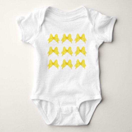 Gele Polka Dot Bows Baby Bodysuit (Voorkant)
