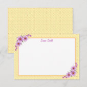 Gele Polka Dot en Bloemen Flat Notitiekaartje (Voorkant / Achterkant)