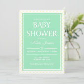 Gele Polka Dot & Mint Baby shower Uitnodiging (Staand voorkant)