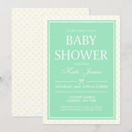 Gele Polka Dot & Mint Baby shower Uitnodiging