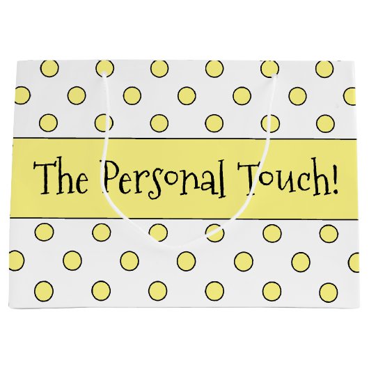 Gele polka dot ontworpen groot cadeauzakje (Voorkant)