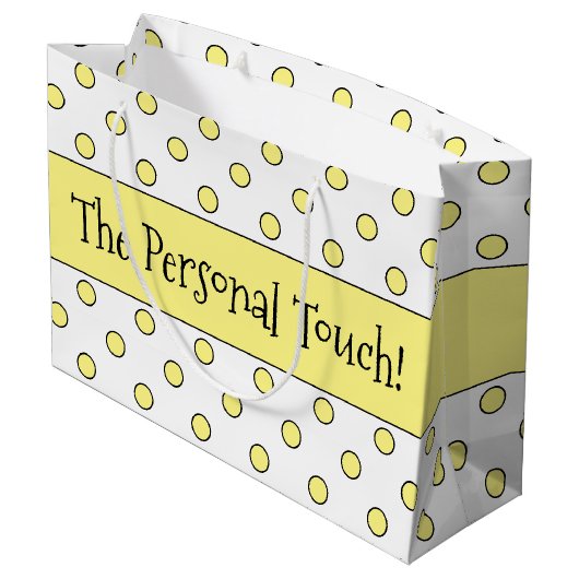 Gele polka dot ontworpen groot cadeauzakje (Achterkant Gekanteld)