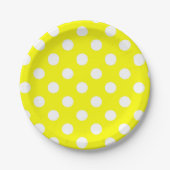 Gele Polka dot Paper Borden Papieren Bordje (Voorkant)
