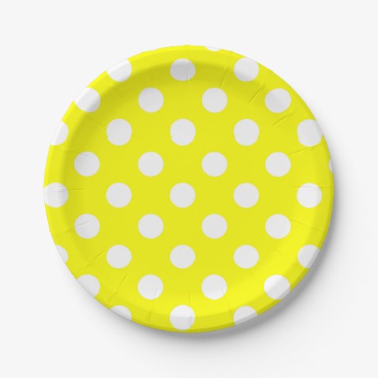 Gele Polka dot Paper Borden Papieren Bordje (Voorkant)