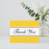 Gele polka dot print bruiloft dank u briefkaarten (Staand voorkant)