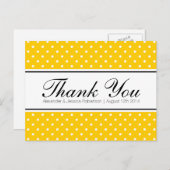 Gele polka dot print bruiloft dank u briefkaarten (Voorkant / Achterkant)