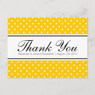 Gele polka dot print bruiloft dank u briefkaarten