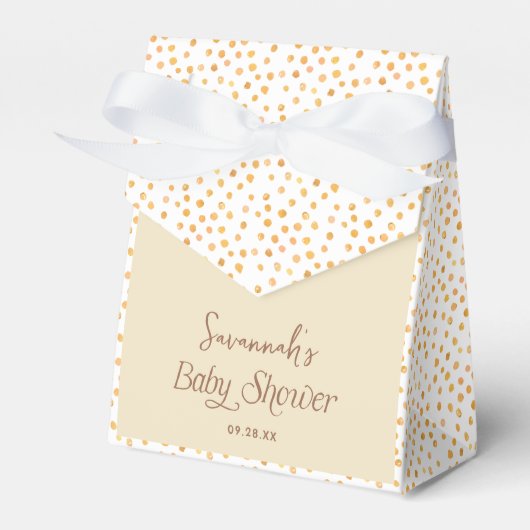 Gele Polka Dot Teddy Bear Baby shower Bedankdoosjes (Voorkant Zijde)