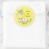 Gele polka dot uil | Baby shower thema Ronde Sticker (Tas)
