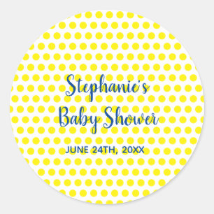 Gele Polka Dots Blauw Wit Baby shower Schattige 20 Ronde Sticker