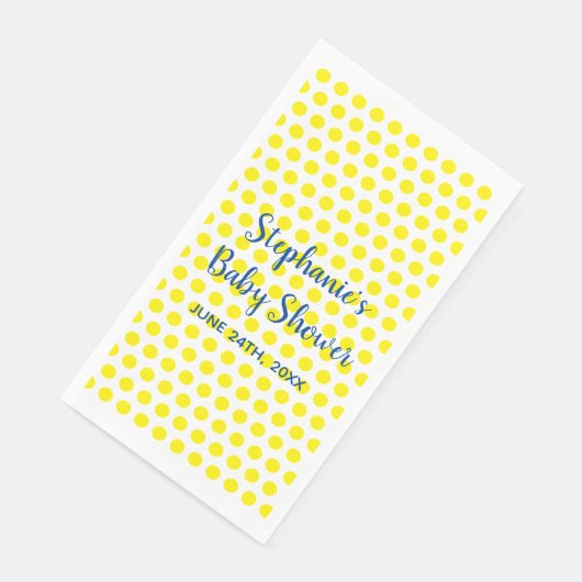 Gele Polka Dots Blauw Wit Baby shower  Servet (Hoek)