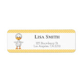 Gele Polka Dots met Duck Illustrated Address Etiket (Voorkant)