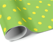 Gele Polka Dots op een groene achtergrond. Cadeaupapier (Rol Hoek)