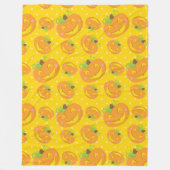 GELE POLKA DOTS & ORANJE HALLOWEEN POMPOENEN FLEECE DEKEN (Voorkant)