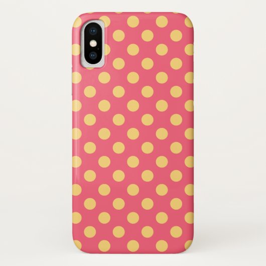 Gele polka-punten op koraal Case-Mate iPhone case (Achterkant)