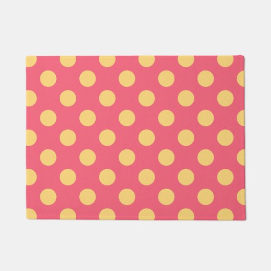 Gele polka-punten op koraal deurmat (Voorkant)