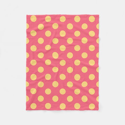 Gele polka-punten op koraal fleece deken (Voorkant)