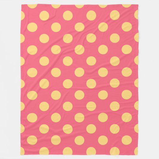 Gele polka-punten op koraal fleece deken (Voorkant)