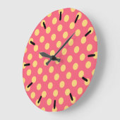Gele polka-punten op koraal grote klok (Hoek)