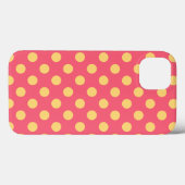 Gele polka-punten op koraal Hoesje-Mate iPhone cas Case-Mate iPhone Case (Achterkant (horizontaal))
