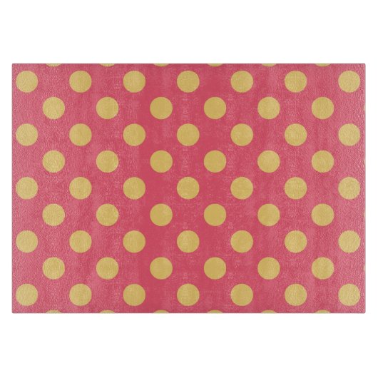 Gele polka-punten op koraal snijplank (Voorkant)